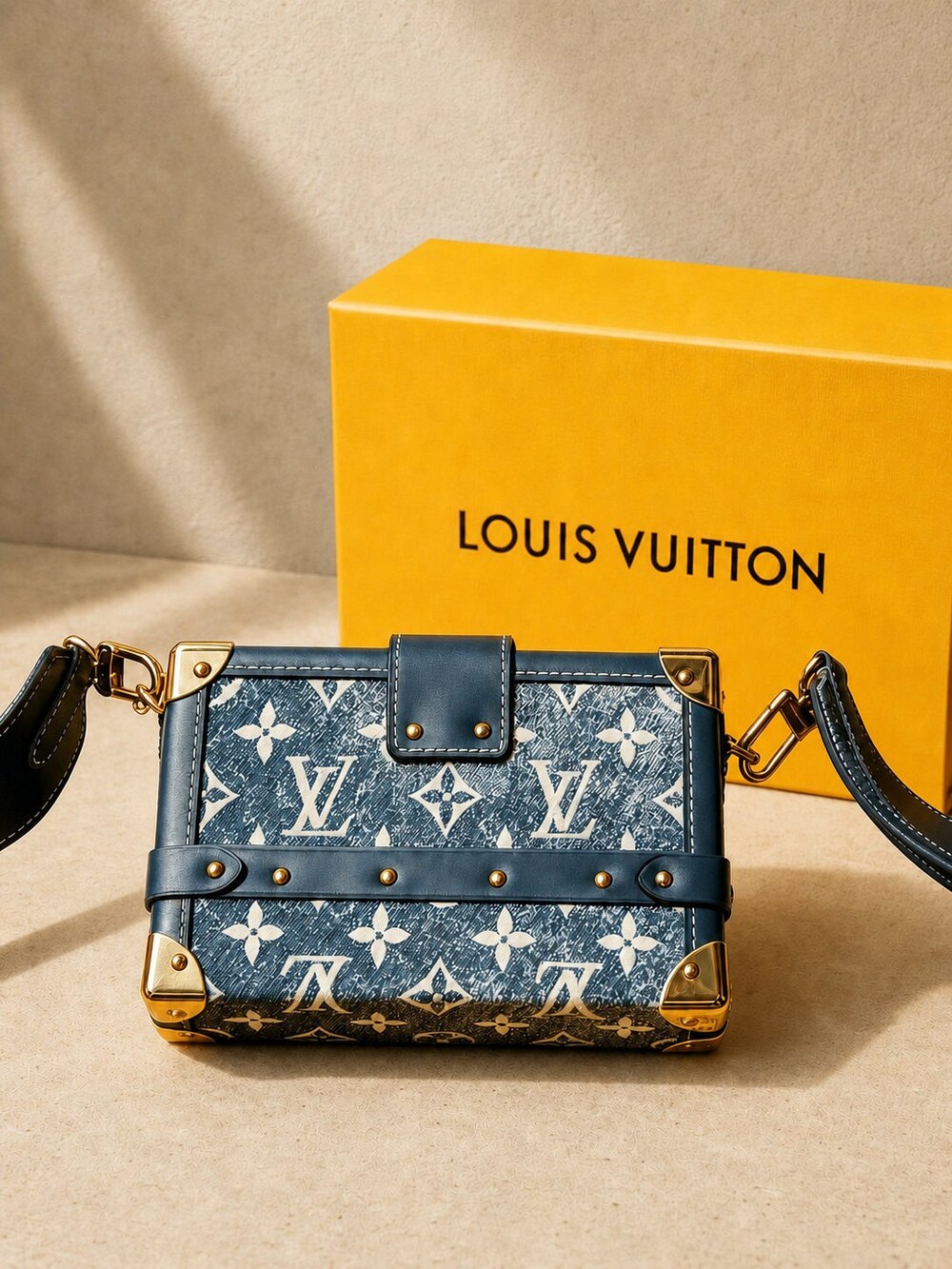Louis Vuitton Petite Malle Monogram Denim Jacquard Shoulder Bag - Picture 5 of 7